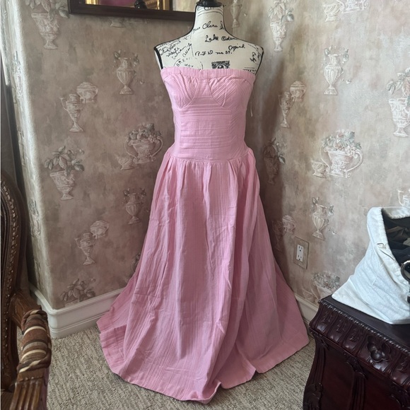 FREE PEOPLE MARBELLA SLEEVELESS MIDI DRESS ROMANCE PINK  LARGE - Picture 6 of 11